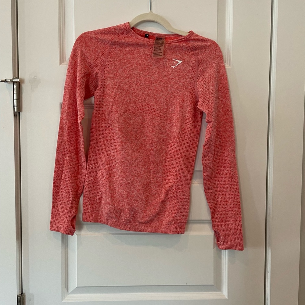 gym shark long sleeve salmon top